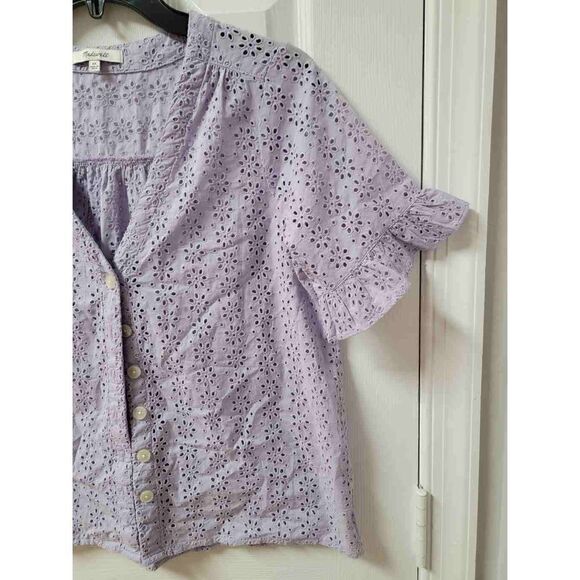 madewell Eyelet Village Ruffle-Sleeve Shirt XS - Picture 5 of 8